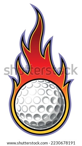 Golf ball in burning fire flame Golf ball vector art car vinyl sticker motorcycle truck decal