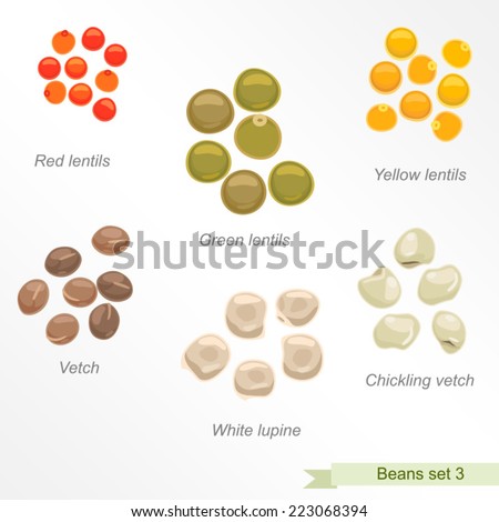 Beans and peas third icon set  / Solid fill vector icons set with names Royalty-Free Stock Photo #223068394
