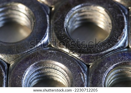 Packed Threaded Steel Hex Nut Fasteners Close-up