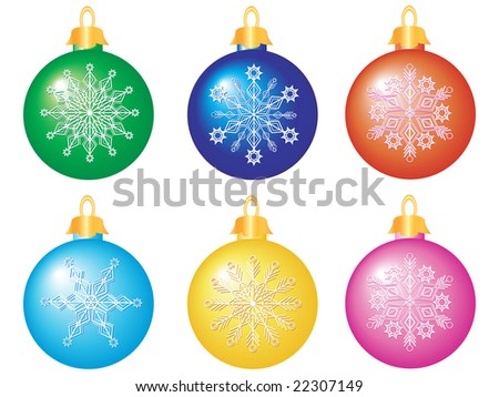 Set of christmas balls. These are raster versions of a vector which can be found in a portfolio.