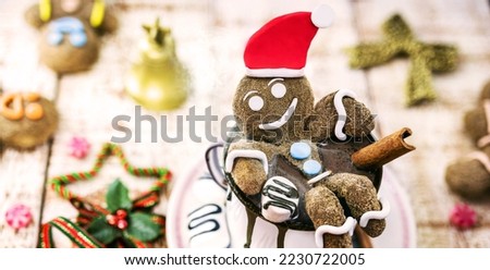fun christmas hot chocolate, holiday or merry christmas themed picture background, winter hot drink