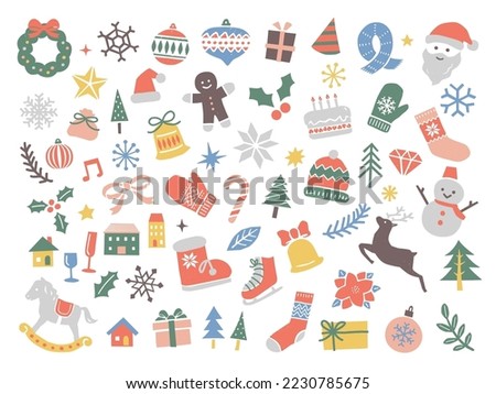 Christmas and winter hand drawn vector illustration set.