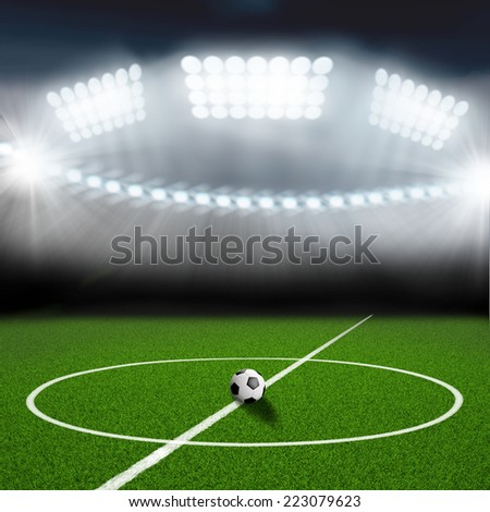 soccer field center and ball