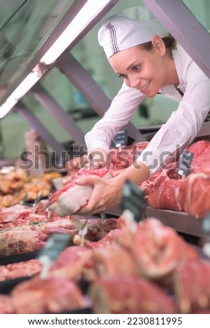 concept of display of fresh meat Royalty-Free Stock Photo #2230811995