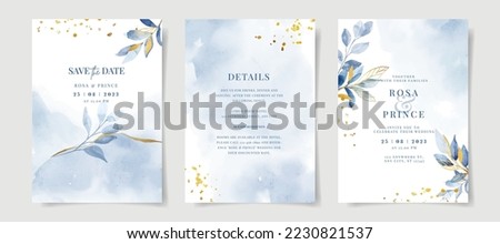Elegant watercolor and leaves on wedding invitation card template Royalty-Free Stock Photo #2230821537