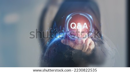 Q and A - an abbreviation on smart background. Chatbot technology concept. Artificial intelligence (AI) applications and innovation. Frequently asked questions in websites, social networks, business. Royalty-Free Stock Photo #2230822535