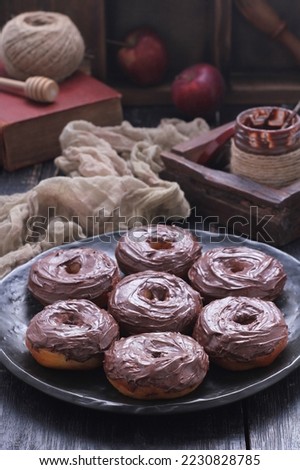 Donut cake with mouthwatering chocolate jam toppings