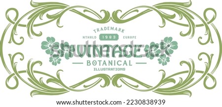 Art nouveau classic label floral swirl ornament illustration vector illustrations for your work logo, merchandise t-shirt, stickers and label designs, poster, greeting cards advertising business