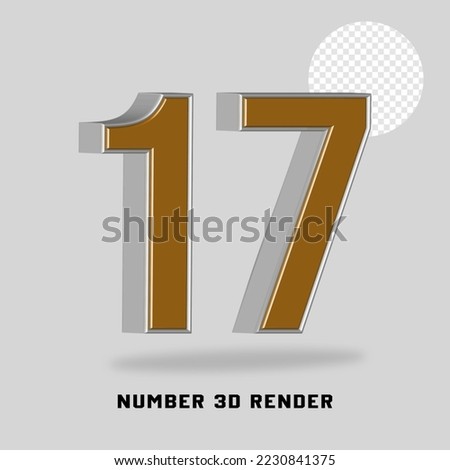 Number 3D render gold silver style
