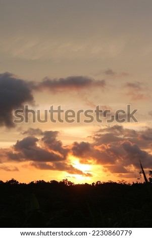 beautiful sunset over the hill in portrait angle 