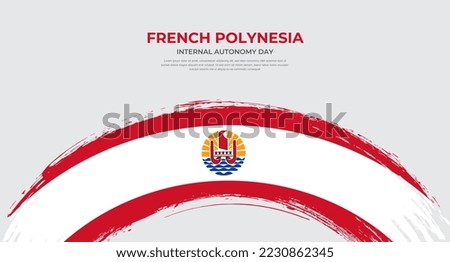 Abstract brush flag of French Polynesia in rounded brush stroke effect vector illustration