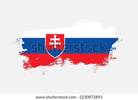 Flag of Slovakia country with hand drawn brush stroke vector illustration