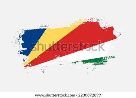 Flag of Seychelles country with hand drawn brush stroke vector illustration