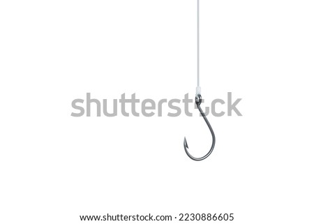 Fishing hook on fishing line, isolated on white background. Royalty-Free Stock Photo #2230886605