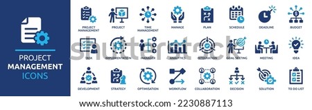 Project management icon collection. Time management and planning concept. Solid icon set. Royalty-Free Stock Photo #2230887113