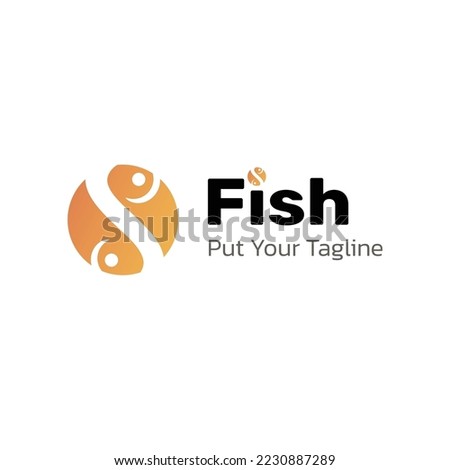 Yin Yang Fish Corporate Logo in Orange Color