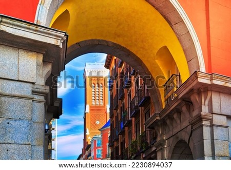 Narrow Streets of Madrid in historic city center Royalty-Free Stock Photo #2230894037