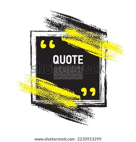 Modern communication quote frame on white with abstract yellow and black brush stroke