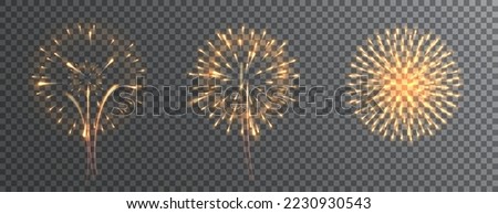 Fireworks bursting in various shapes. Christmas light. Firecracker rockets bursting Royalty-Free Stock Photo #2230930543