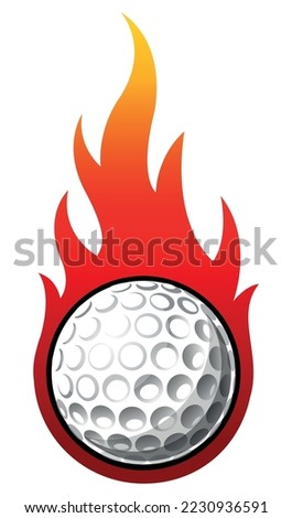Golf ball vector image with tribal fire flame Golf car sticker motorcycle decal and sport logo template