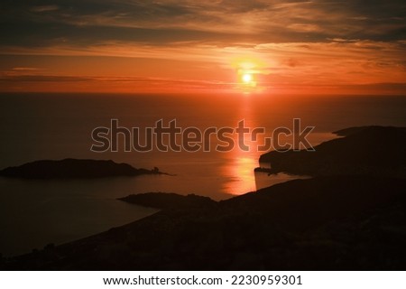 Sky and sea in the sunset rays