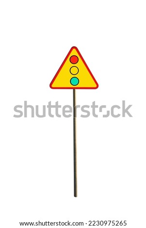 Light signals A-29 - road, vertical, warning sign - the sign warns of a place where traffic is directed by traffic lights , on white background