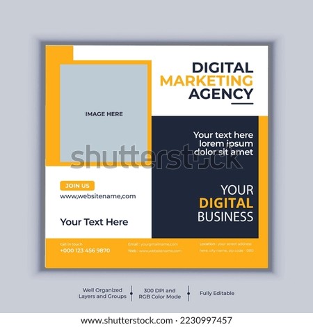 Digital marketing agency social media post banner design vector template. Modern layout business banner design
