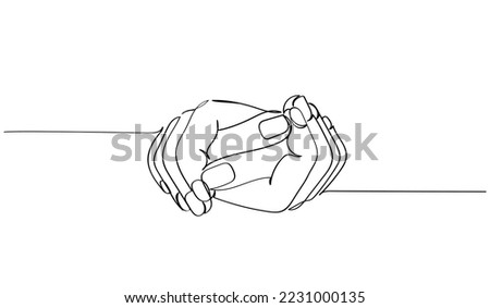Continuous line art of human hands united. Support unity and harmony in the society. Human solidarity art. You are not alone. We are together in it. human rights concept. extend your helping hand. Royalty-Free Stock Photo #2231000135
