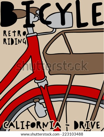 Retro poster template card with a bicycle and the inscription
