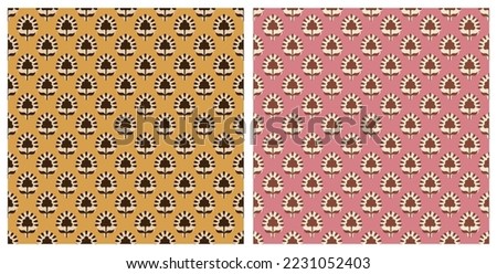 Traditional block print design. batik design pattern. ajrakh design. EPS file format. Royalty-Free Stock Photo #2231052403