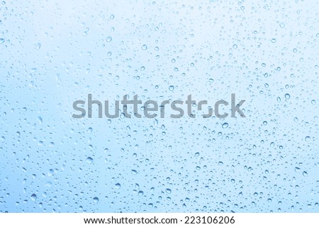 water drops on blue glass Royalty-Free Stock Photo #223106206