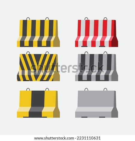 Police Concrete barricades Collection vector illustration Royalty-Free Stock Photo #2231110631