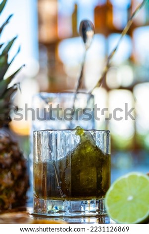 colorful cocktail glass prepared for presentation