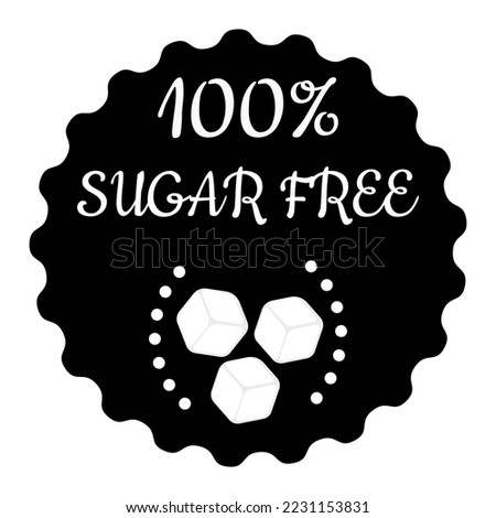 100% sugar free cubes in black background. Vector illustration.