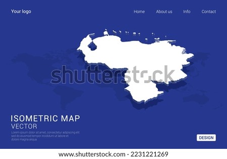 Venezuela map white on dark blue background 3d isometric vector illustration. Royalty-Free Stock Photo #2231221269