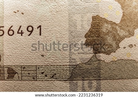 Serial number, microprint and hologram watermark - Money currency seal, temper-proof counterfeits authenticity protection against forgery of euro currency