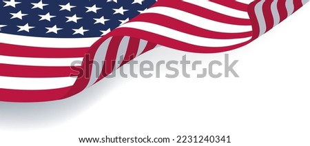 waving star-striped flag of the USA of the United States of America close-up on a white background
