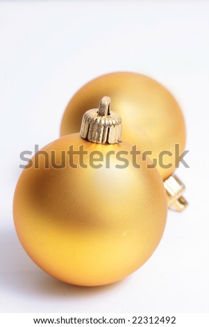 golden spheres and Christmas tree on a white background