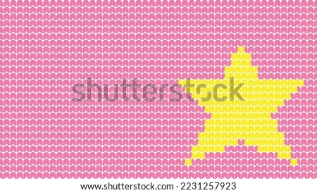 Knitting Star Pattern border on Pink Background, Knitting Light bulb Ethnic Pattern Border Merry Christmas and happy winter days vector poster