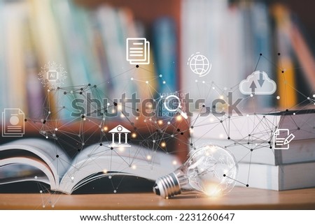 Technology Internet, multimedia, Storage Network connection Concept And a large database big data Through internet technology. E-learning, online study.
