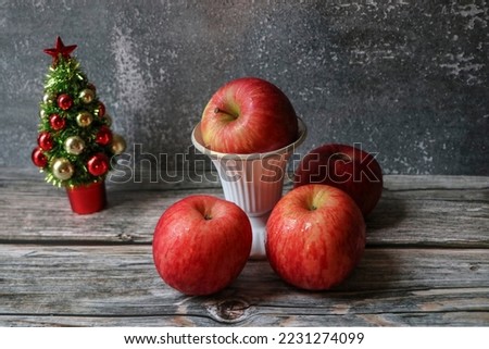 Christmas Decoration (wreath, Christmas tree, candle light ,apple fruits