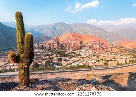 panoramic view of purmamarca native town in northern argentina Royalty-Free Stock Photo #2231278775
