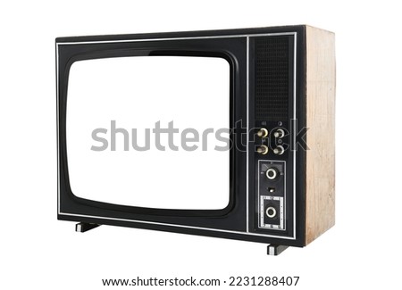 Old tv on isolated. Retro technology concept. Blank screen for text.