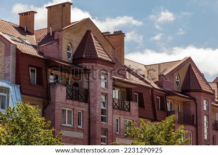Zelenogradsk, Russia. Typical architectural ensemble in the area of ​​modern urban development. Fragment of facade Royalty-Free Stock Photo #2231290925