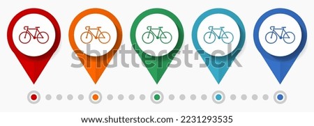 Bicycle, bike, sport concept vector icon set, flat design telephone pointers, infographic template