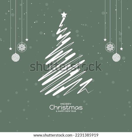 Merry Christmas festival soft green card with christmas tree design vector