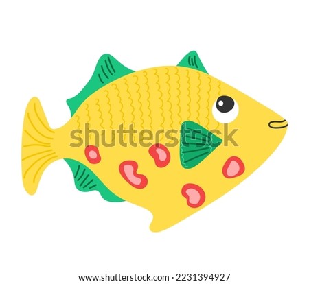 cute cartoon fish. Yellow fish illustration