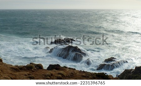 coast at bodega bay. water running over rocks