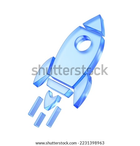 3d rendering of Rocket icon - rocket icon isolated on white