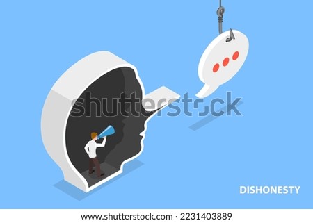 3D Isometric Flat Vector Conceptual Illustration of Fake Identity, Lies or Scam